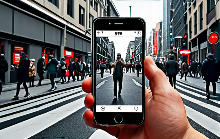 **
"Person walking down busy street, people taking photos with smartphones, digital overlay showing reputation score above person's head, reflecting positive/negative online sentiment, urban setting, modern, slightly surreal."
**