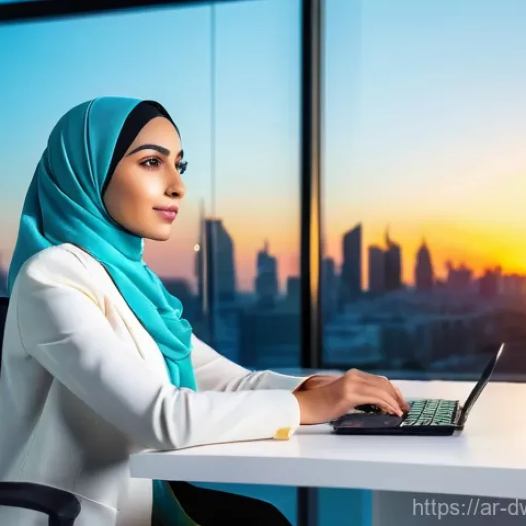 온라인 명성 평가 도구 리뷰 - **Prompt:** A modern Arab female professional in her late 20s, wearing a stylish, contemporary hijab...