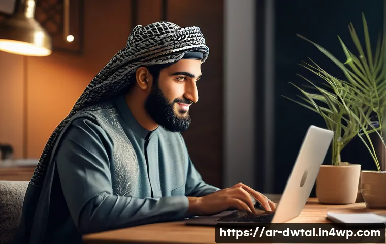 디지털 명성 관리의 성공 비결 - A professional Arab digital content creator engaging warmly with their online audience through a lap...