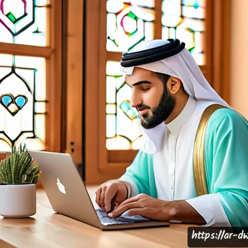 소셜 미디어에서의 긍정적 피드백 관리 - A warm, inviting social media workspace scene featuring an Arabic-speaking content creator respondin...